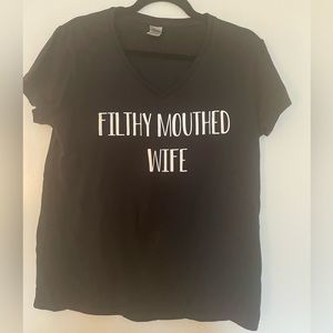 “Filthy Mouthed Wife” womens v-neck T-shirt